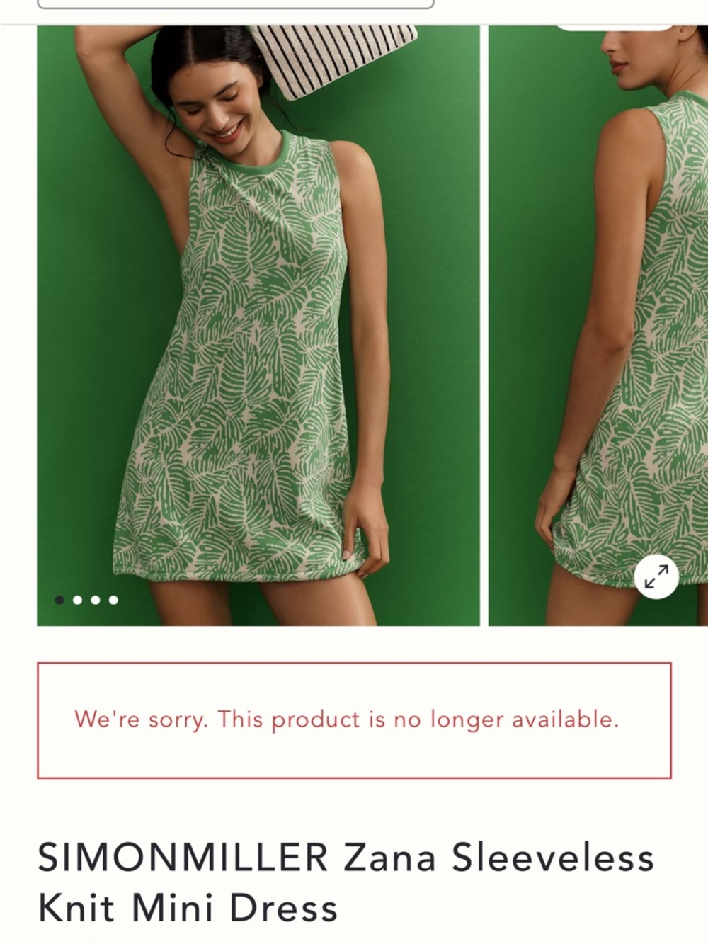 Simon Miller Green and White Leaf-Print Midi Dress - Picture 8 of 8